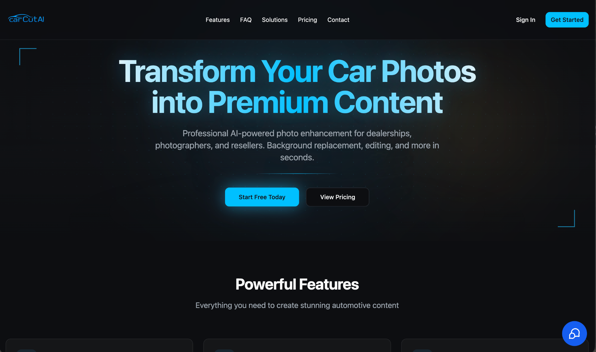 Live screenshot of CarCut AI website